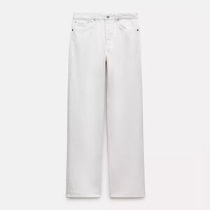 Zara High Rise Full Length Slouchy Women Jeans - White/Cream